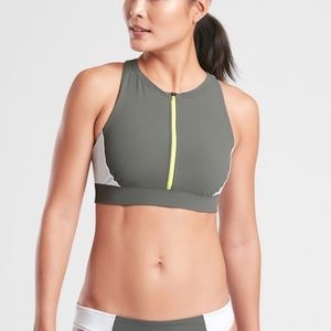 Athleta Colorblock Zip Front Bikini Top